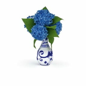 Čínská váza s květinami 3d model