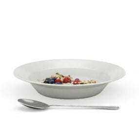 Food Blueberry Oatmeal Breakfast 3d model