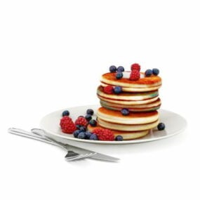 Model 3D Pancake Blueberry Ulang Tahun