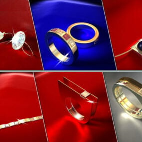ست جواهرات گوشواره کوچولو نقره ای مدل سه بعدی