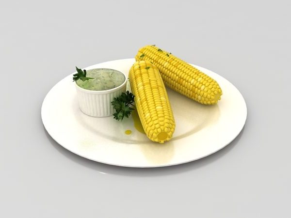 Boiled Corn On Plate