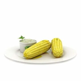 3д модель пищевой вареной кукурузы с маслом