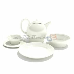 中国茶碟与茶壶杯3d模型