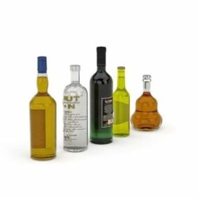 زجاجات الخمور والفودكا والويسكي نموذج ثلاثي الأبعاد