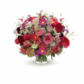 Glass Vase Of Flowers Bouquet 3d model