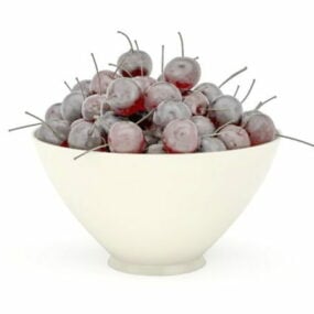 Bowl Cherries Fruit 3d model