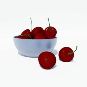فاكهة الكرز في وعاء نموذج ثلاثي الأبعاد