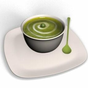 Skål med suppe med topp dekorativ 3d-modell