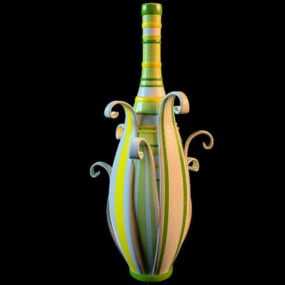 带纹理装饰的保龄球花瓶3d模型