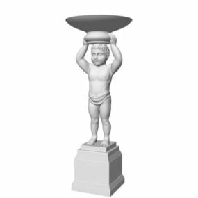 Modello 3d della statua della scultura del ragazzo