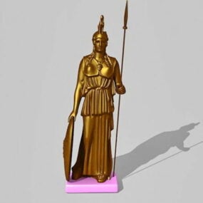 Antique Brass Athena Statue 3d model