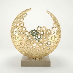 Golden Decorative Round Table Lamp 3d model