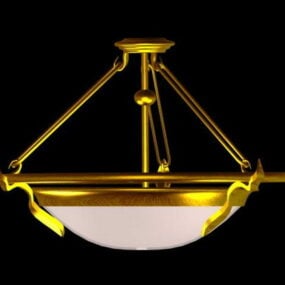 Golden Bowl Light Fixture Design 3d model