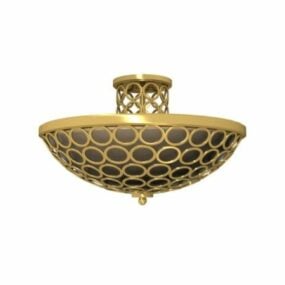 Antique Brass Ceiling Mounted Lamp 3d model