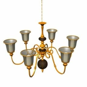 Brass Chandelier Vintage Lamp 3d model