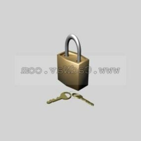 Home Brass Padlock With Key 3d model