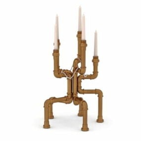 Old Brass Pipe Candle Holder 3d model