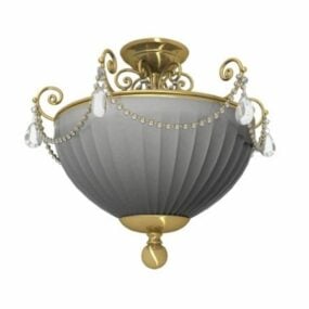 Antique Brass Spherical Ceiling Lamp 3d model