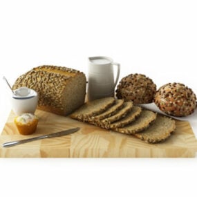 Brood Ontbijt Voedsel Set 3D-model