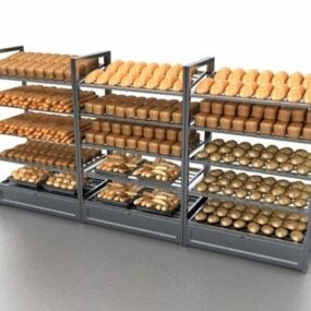 3D model stojanů na chléb v supermarketu