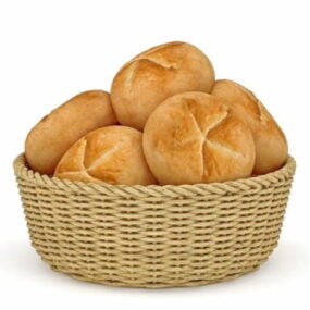 Bread In Basket Food 3d model