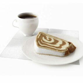 Bộ đồ ăn bánh mì nướng cà phê và bữa sáng mô hình 3d