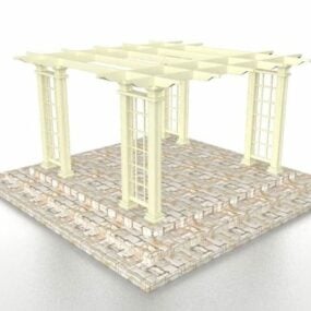 Pergola de jardin à base de brique en pierre modèle 3D
