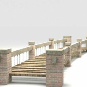 Brick Style Garden Bridge 3d model