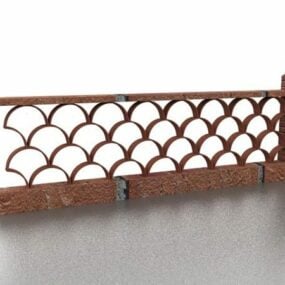 Brick Style Home Garden Fence 3d model