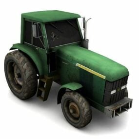 3D-Modell eines kaputten Traktors mit Industriemaschine