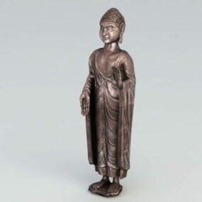 Modelo 3d da antiga estátua de Buda de bronze