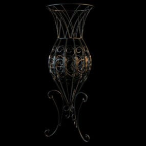 Modelo 3d de vaso de flor de bronze antigo