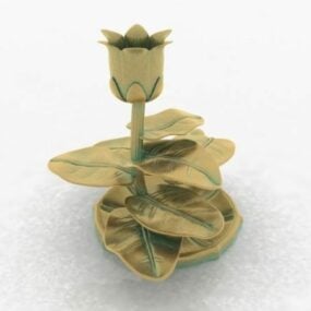 Forma di fiore in bronzo del portacandele modello 3d