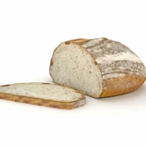 Modelo 3d de pão integral e fatia