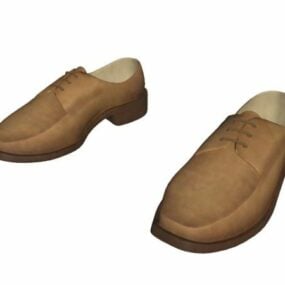 Brown Leather Men Casual Shoes 3d model