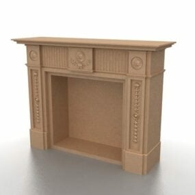 Brown Stone Fireplace Mantel 3d model
