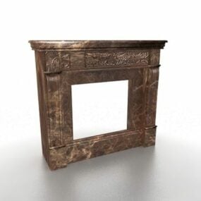 Brown Marble Fireplace Furniture 3d model