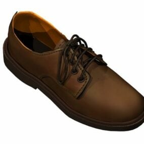 Zapato de cuero marrón de moda para hombre modelo 3d