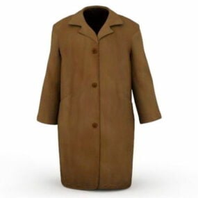 Modny brązowy wełniany płaszcz Model 3D