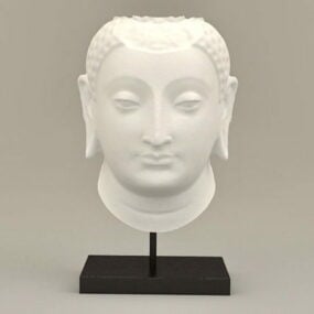 Model 3d Dekorasi Patung Kepala Buddha