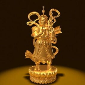 Asian Buddha Gold Statue 3d model