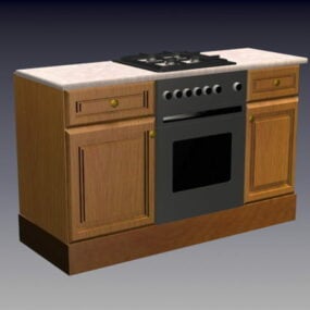 Eingebauter Küchenschrank aus Holz, 3D-Modell