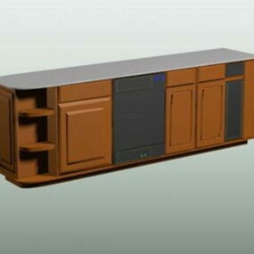Built-in Wooden Kitchen Cabinets 3d model
