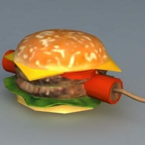 דגם תלת מימד ריאליסטי של Burger Explosive
