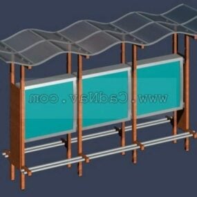 Bus Stop With Advertising Board 3d model