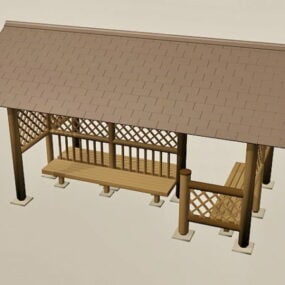 Straßen-Bushaltestellen-Wartehaus-Design, 3D-Modell