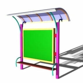 Bygge bussholdeplass med tak 3d-modell