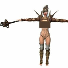 Mô hình 3d nhân vật cô gái mặc áo giáp Cg
