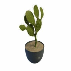 Model 3D doniczki z kaktusem biurowym