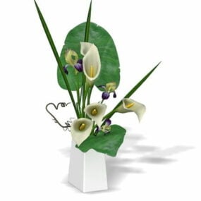 Mô hình trang trí bình hoa Calla Lily 3d